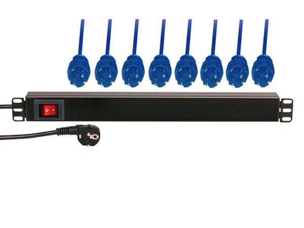 Regleta para rack 19" 1U 8 zócalos